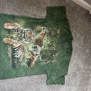 Green Tiger Print Kids T-Shirt